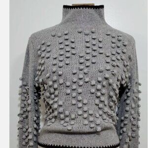 BCBG Maxazria Gray Popcorn Long Sleeve Knit Sweater Turtleneck Wool Blend Sz S